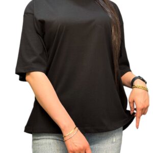 تیشرت زنانه مشکی/بنفشه گالری